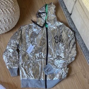 Jeremy Scott Spoiled Child Reversible Silver & Mint Hooded Jacket